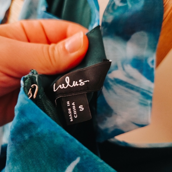 NWT Lulus Flowering Day Dream Teal Blue Floral Organza Midi Dress – Size S - Picture 10 of 15